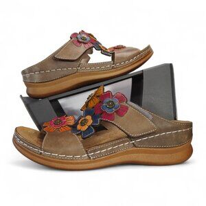 L'Artiste by Spring Step Izna Leather Wedge Sandals Women's 5.5-6 Multicolor
